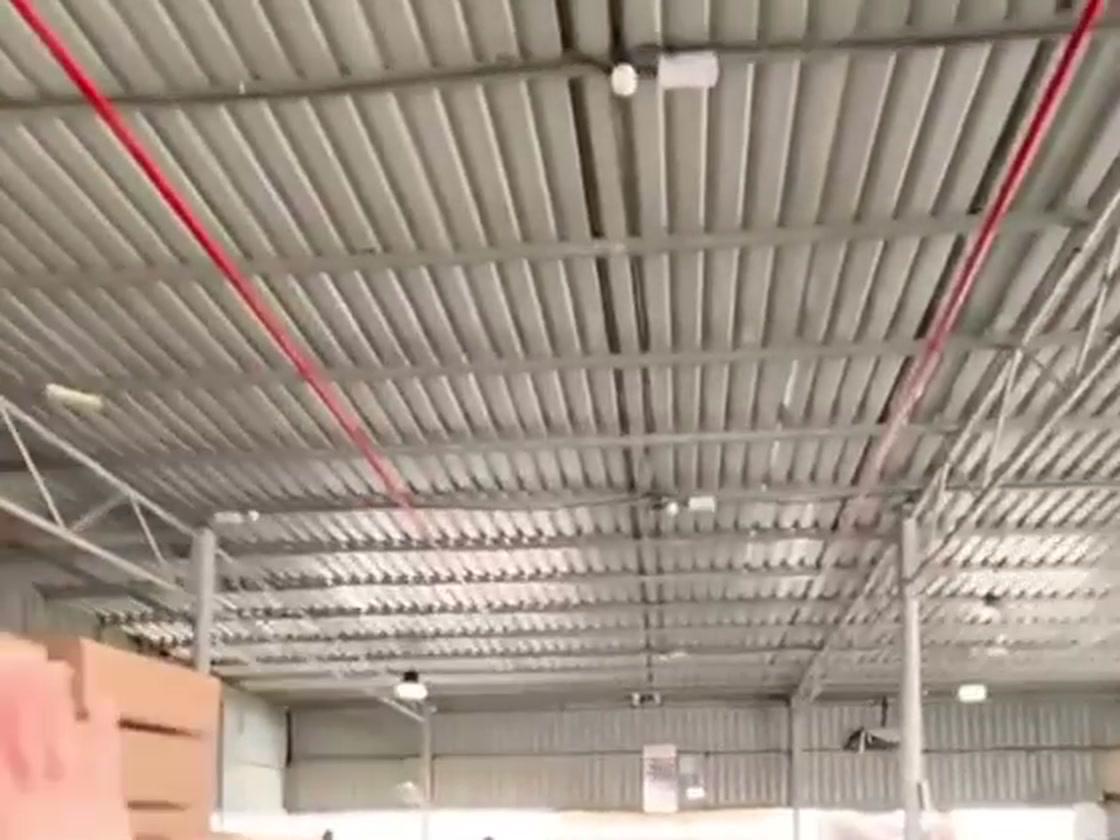 Mercavio factory interior and metal roof structure in Ajman